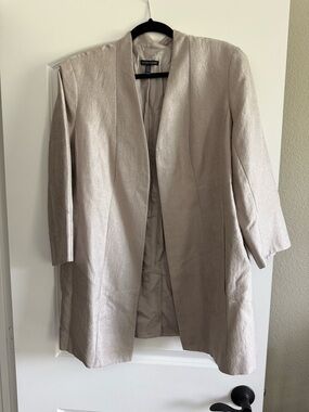 Eileen Fisher Light Taupe Open-Front Collarless Jacket